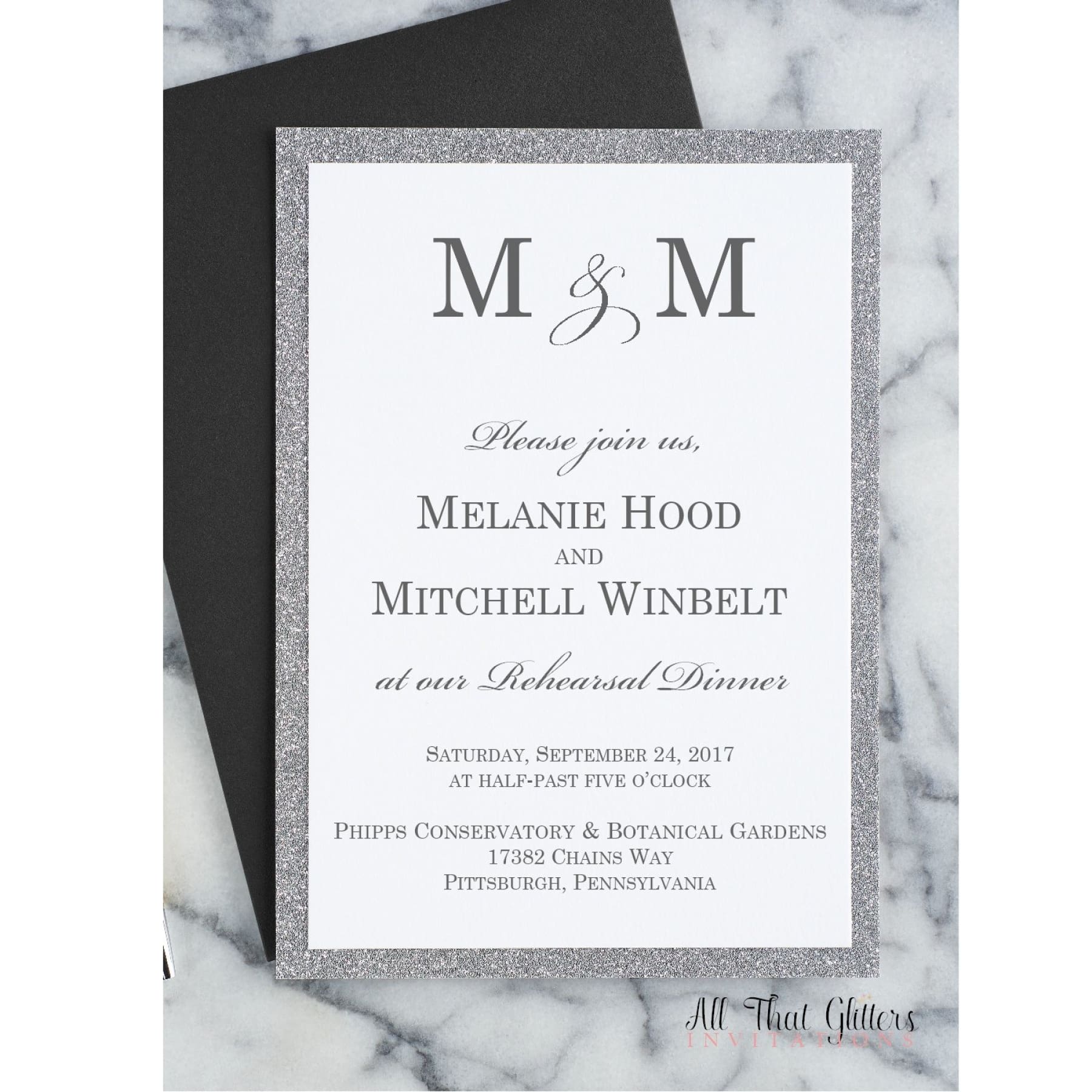 Modern Rehearsal Dinner Invitation, Melanie - All That Glitters Invitations