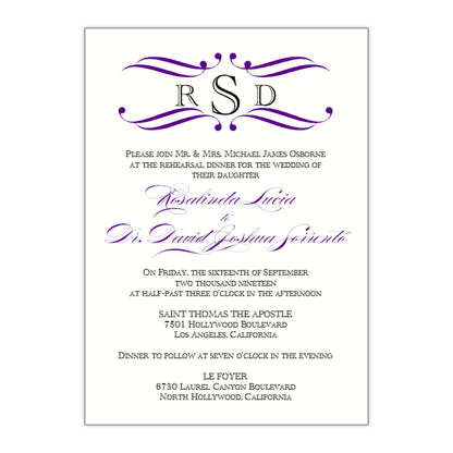 Monogram Flourish Rehearsal Dinner Invitation, Rosie - All That Glitters Invitations