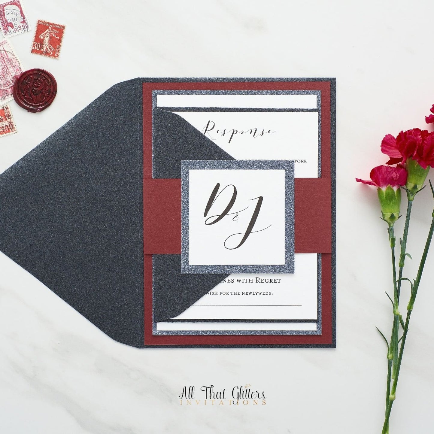 Moody Modern Wedding Invitation, Daniella - All That Glitters Invitations