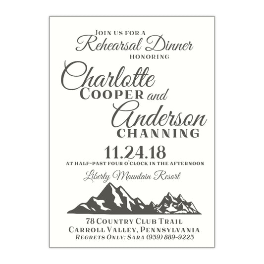 Mountain Outdoor Rehearsal Dinner Invitation, Charlotte - All That Glitters Invitations