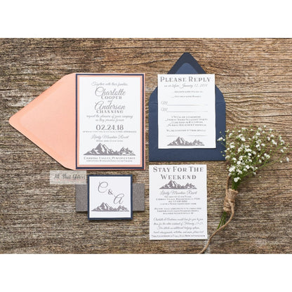 Mountain Wedding Invitation, Charlotte - All That Glitters Invitations