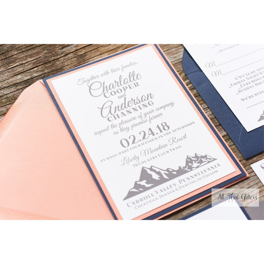 Mountain Wedding Invitation, Charlotte - All That Glitters Invitations