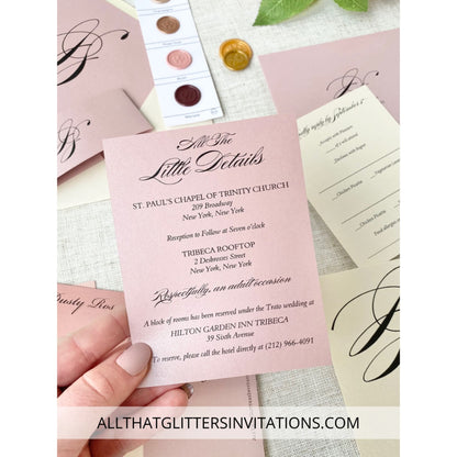 Multi-color wedding invitations with initial monogram - All That Glitters Invitations