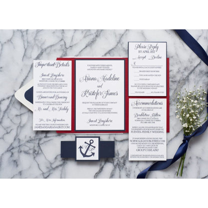 Nautical Anchor Wedding Invitation, Ariana - All That Glitters Invitations