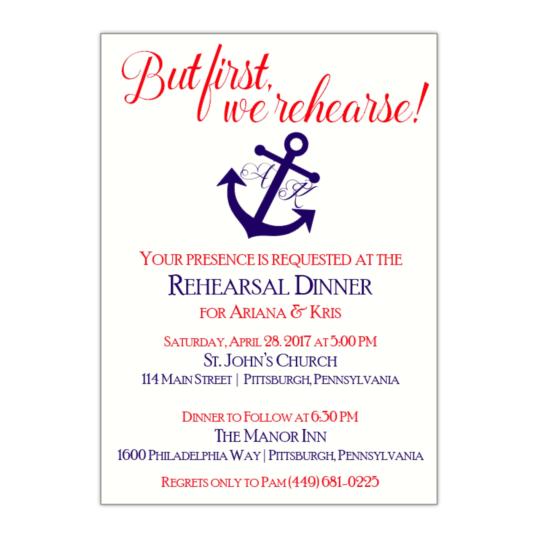 Nautical Rehearsal Dinner Invitation - All That Glitters Invitations