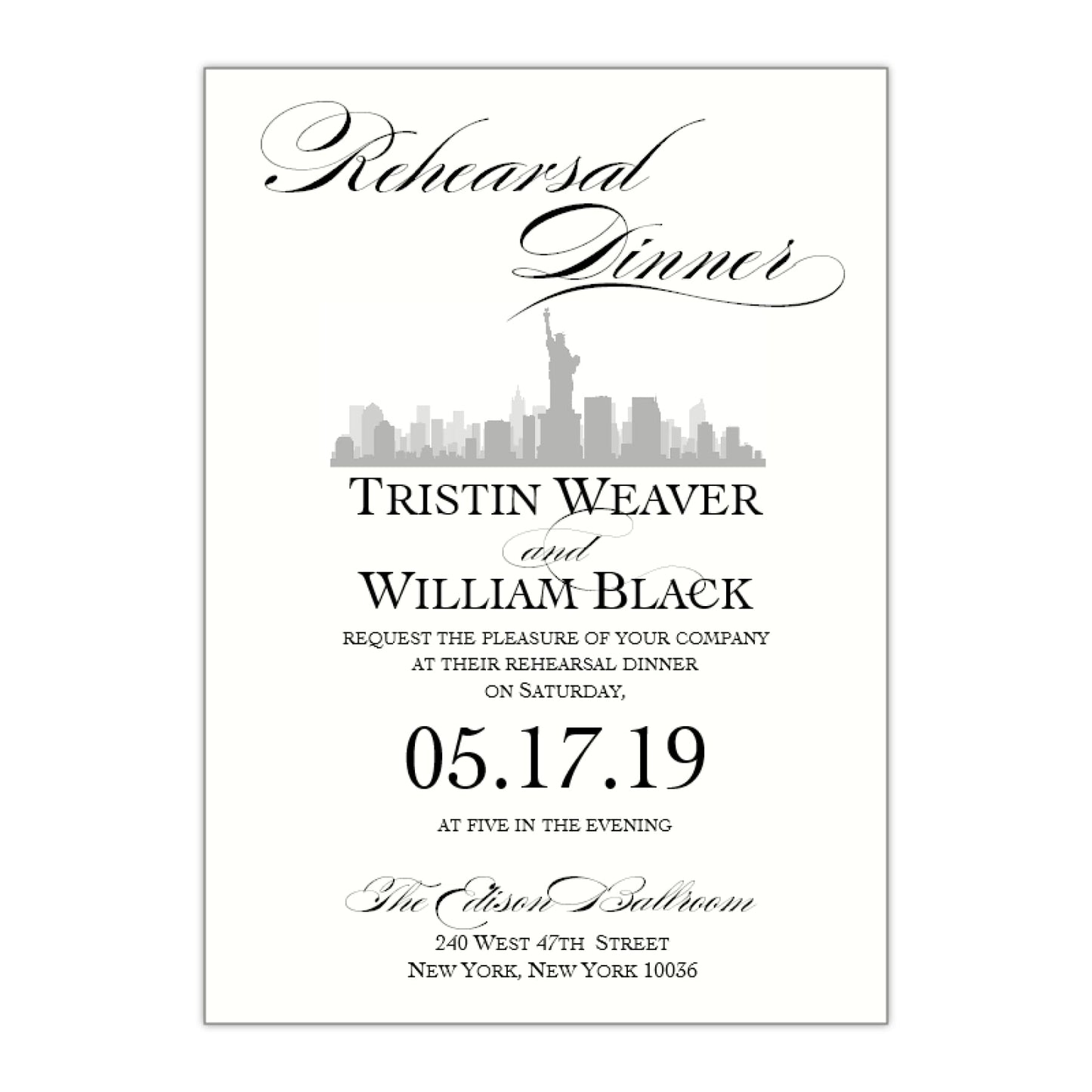 New York City Skyline Rehearsal Dinner Invitation, Tristen - All That Glitters Invitations