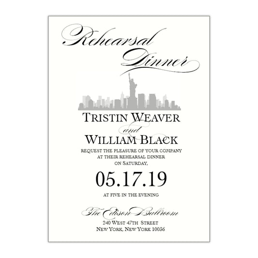 New York City Skyline Rehearsal Dinner Invitation, Tristen - All That Glitters Invitations