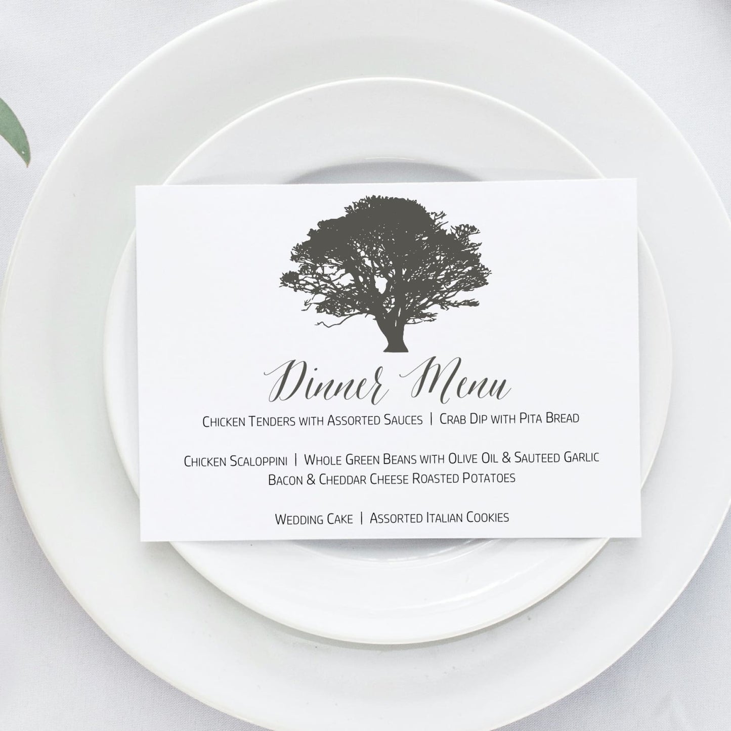 Oak Tree Wedding Reception Dinner Menu, Gabriella - All That Glitters Invitations