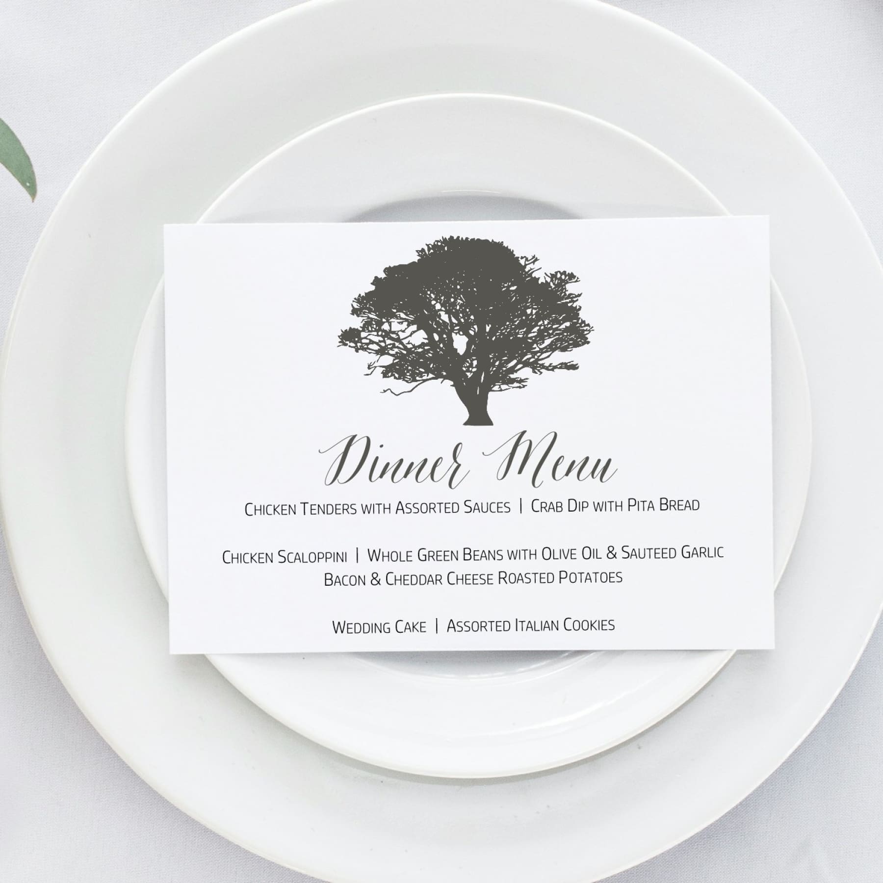 Oak Tree Wedding Reception Dinner Menu, Gabriella - All That Glitters Invitations