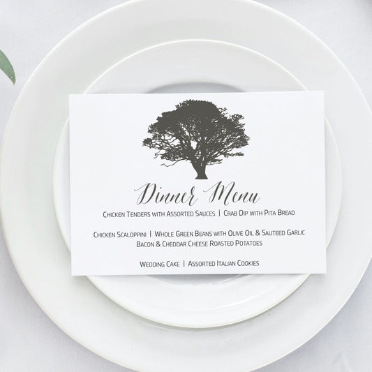 Oak Tree Wedding Reception Dinner Menu, Gabriella - All That Glitters Invitations