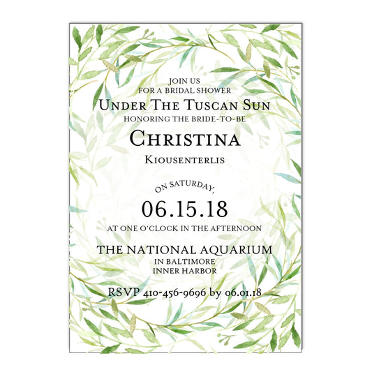 Olive Branch Bridal Shower Invitation - All That Glitters Invitations