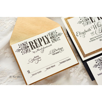 Ornate Wedding Invitation, Elizabeth - All That Glitters Invitations