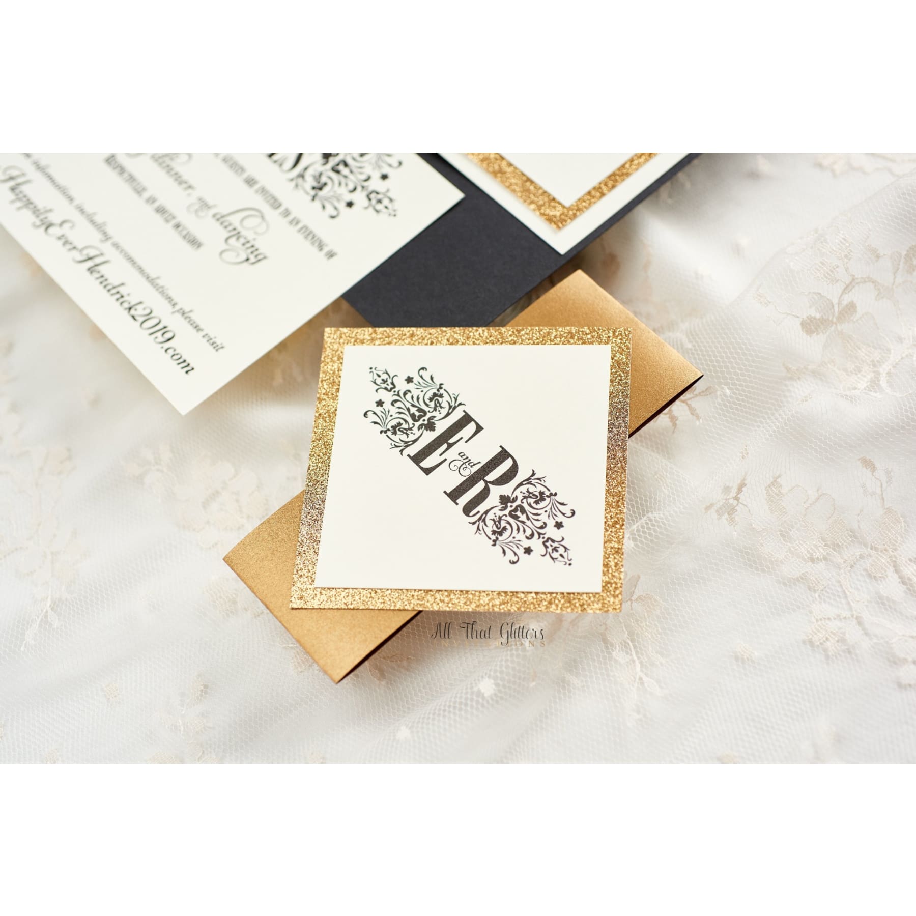 Ornate Wedding Invitation, Elizabeth - All That Glitters Invitations