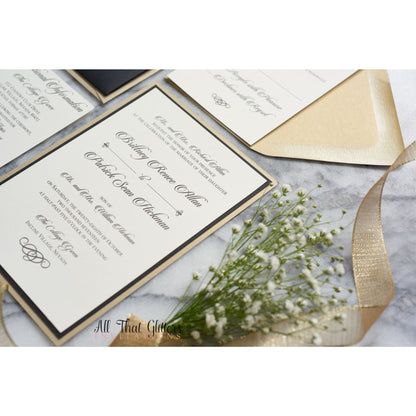 Panel Pocket Wedding Invitation, Brittney - All That Glitters Invitations