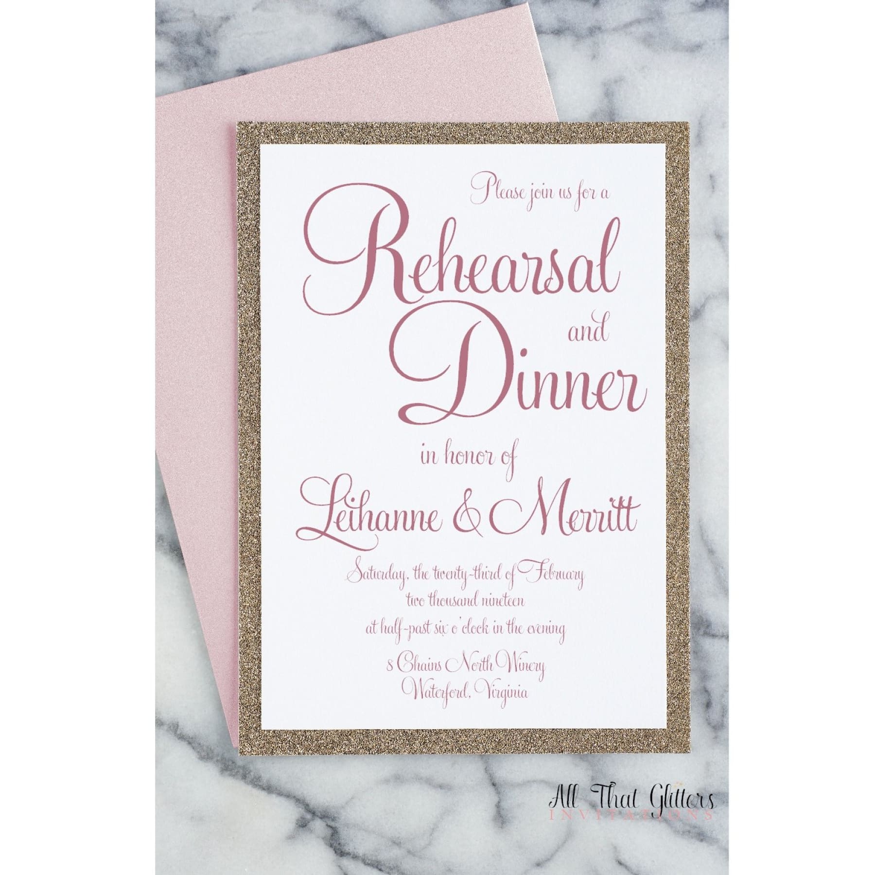 Popular Rehearsal Dinner Invitation, Leihanne - All That Glitters Invitations