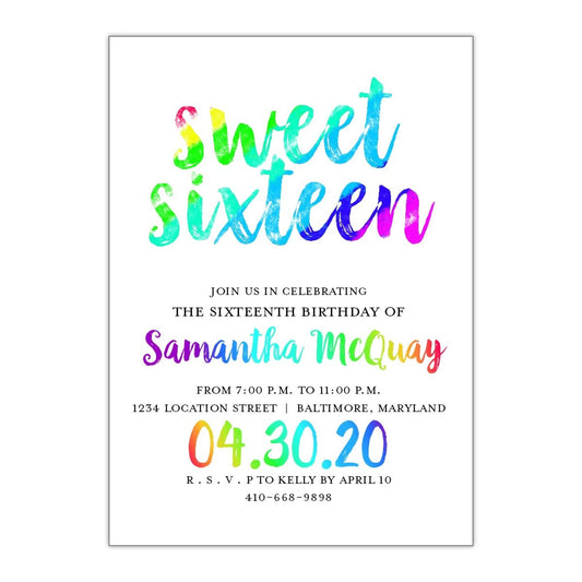 Rainbow Brush Sweet 16 - All That Glitters Invitations