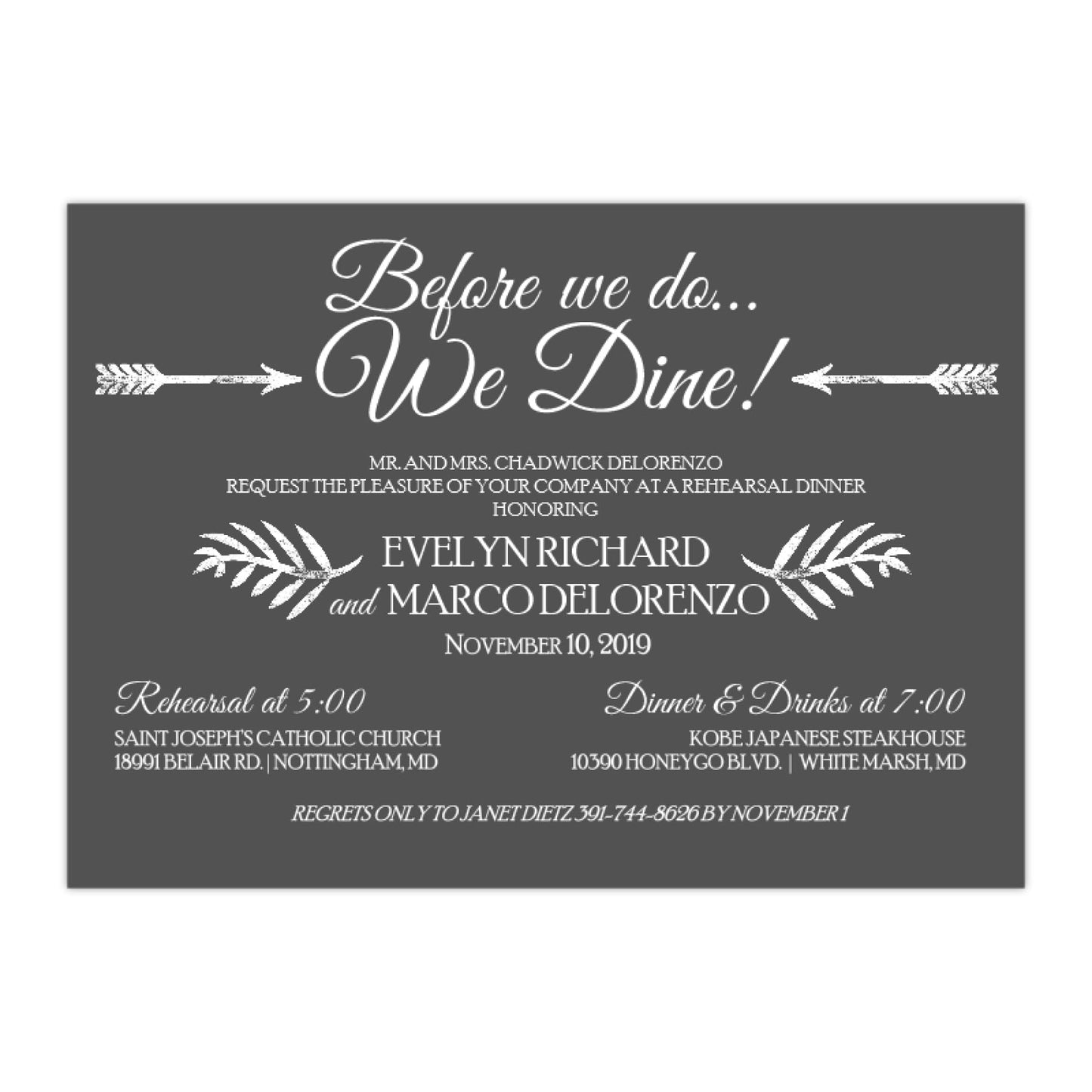 Rehearsal Dinner Invitation, Evelyn 2 - All That Glitters Invitations