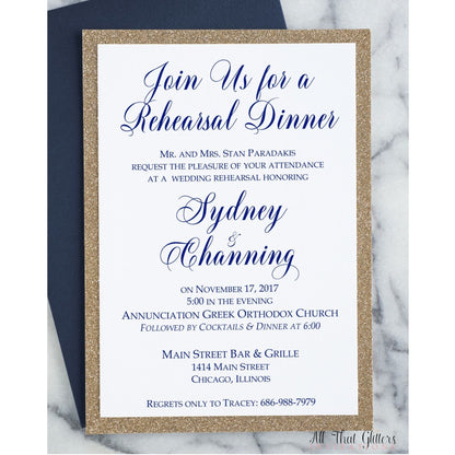 Rehearsal Dinner Invitation, Sydney - All That Glitters Invitations