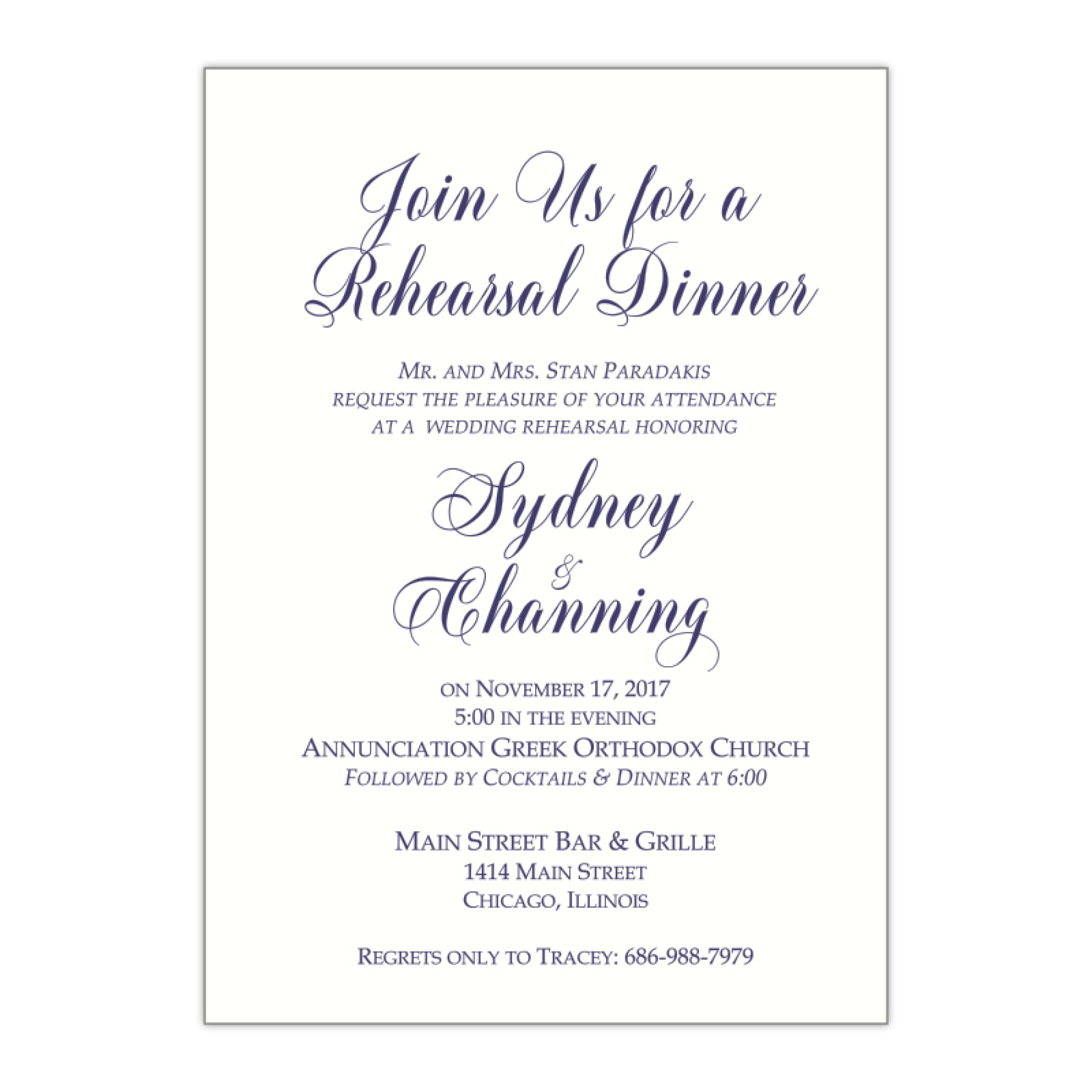 Rehearsal Dinner Invitation, Sydney - All That Glitters Invitations