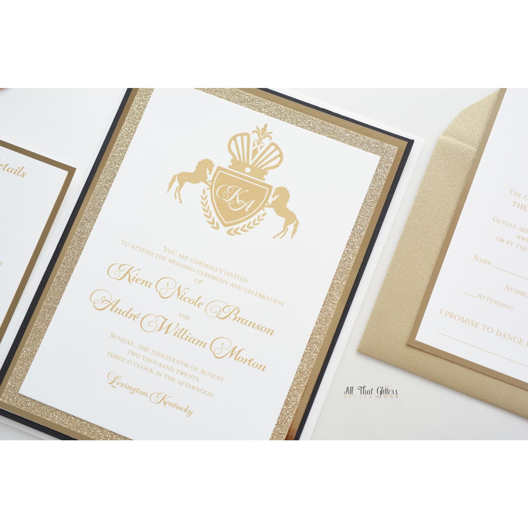 Royal Crest Wedding Invitation, Kiera - All That Glitters Invitations