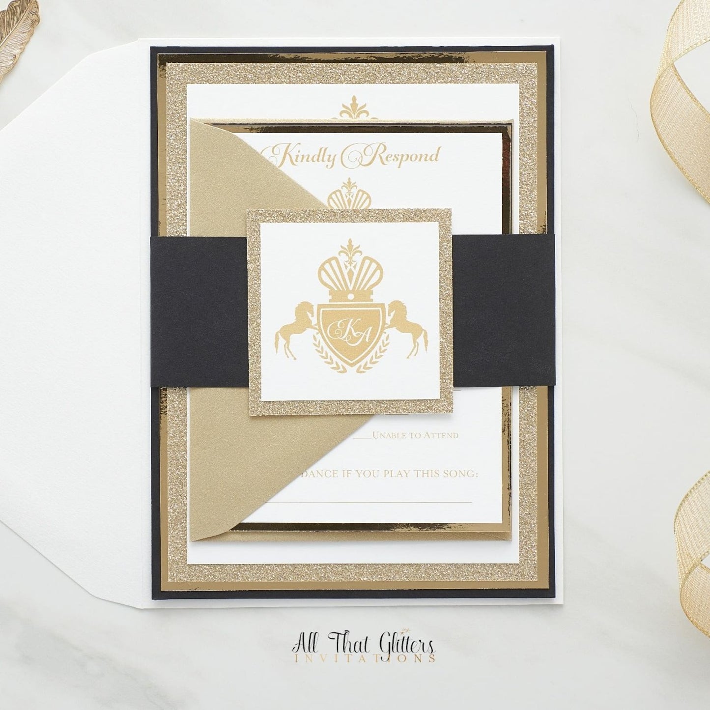 Royal Crest Wedding Invitation, Kiera - All That Glitters Invitations