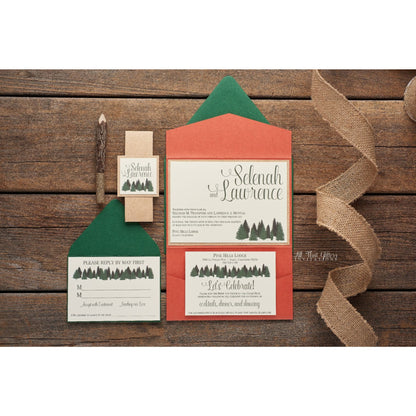 Rustic Pine Tree Wedding Invitation, Selenah - All That Glitters Invitations