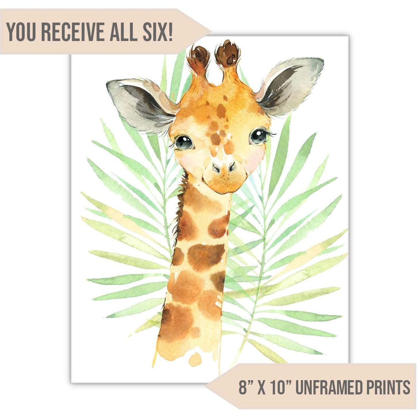 Safari Animal Nursery Art Print, 8" x 10" - All That Glitters Invitations