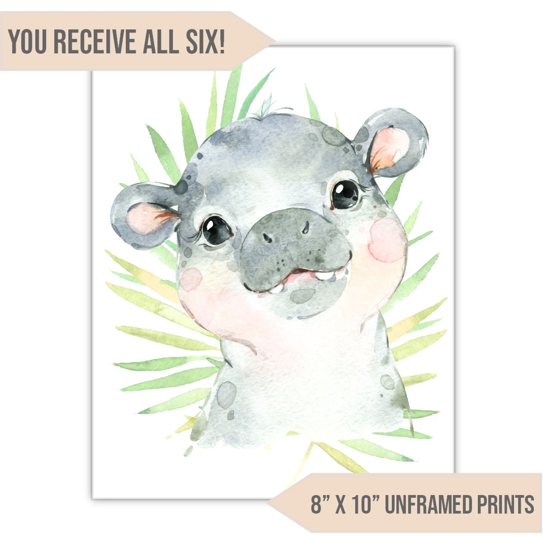 Safari Animal Nursery Art Print, 8" x 10" - All That Glitters Invitations