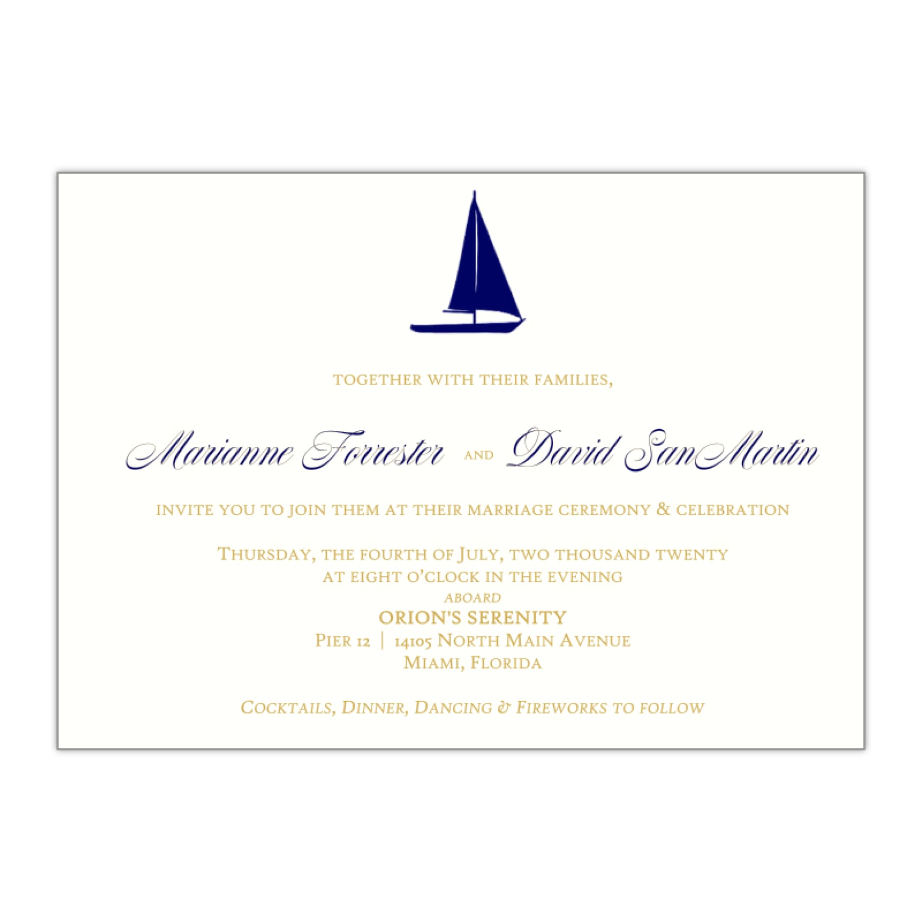 Sailboat Nautical Wedding Invitations - All That Glitters Invitations