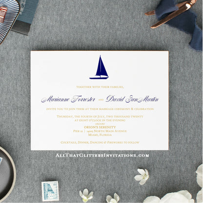 Sailboat Nautical Wedding Invitations - All That Glitters Invitations