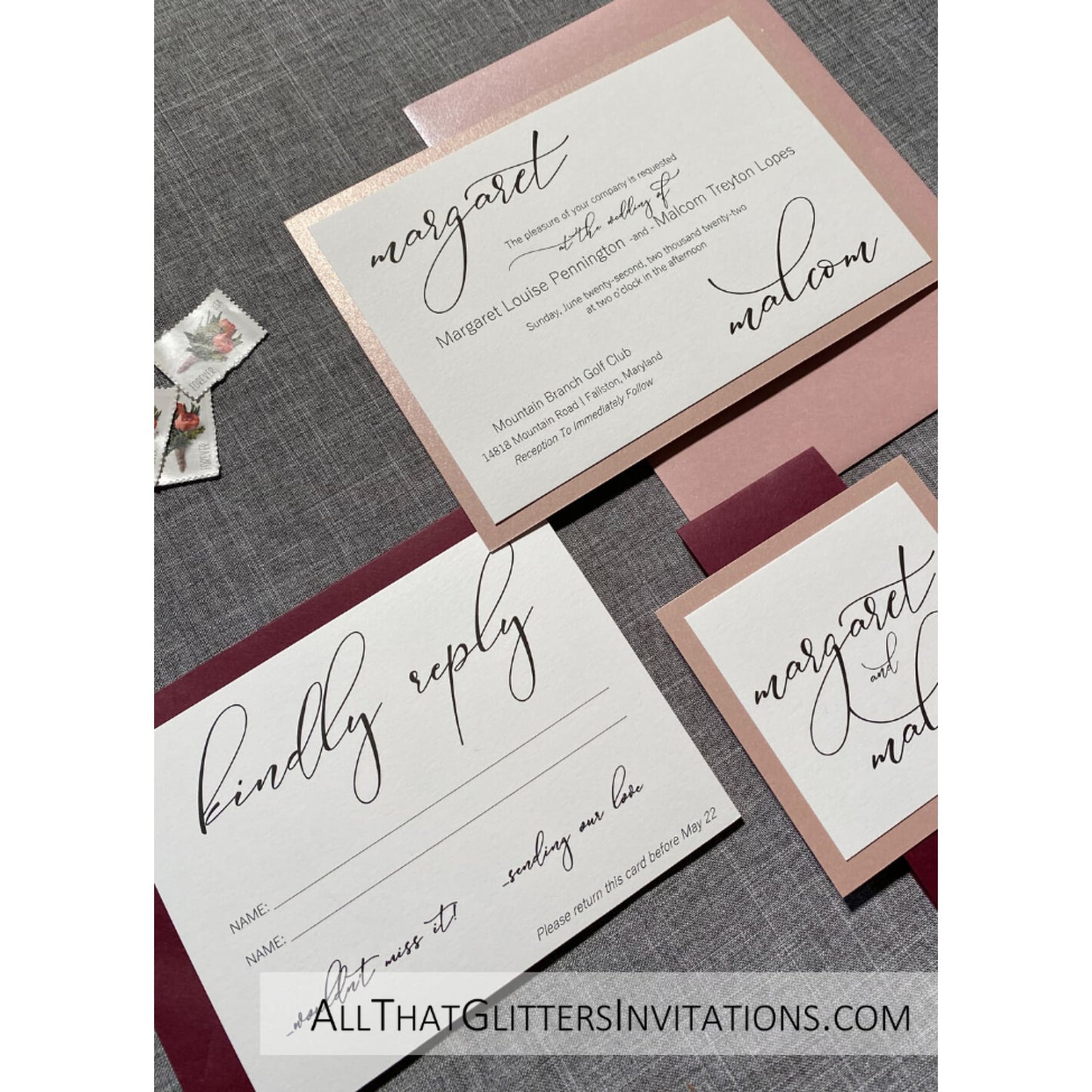 Simple Layer Wedding Invitation - All That Glitters Invitations