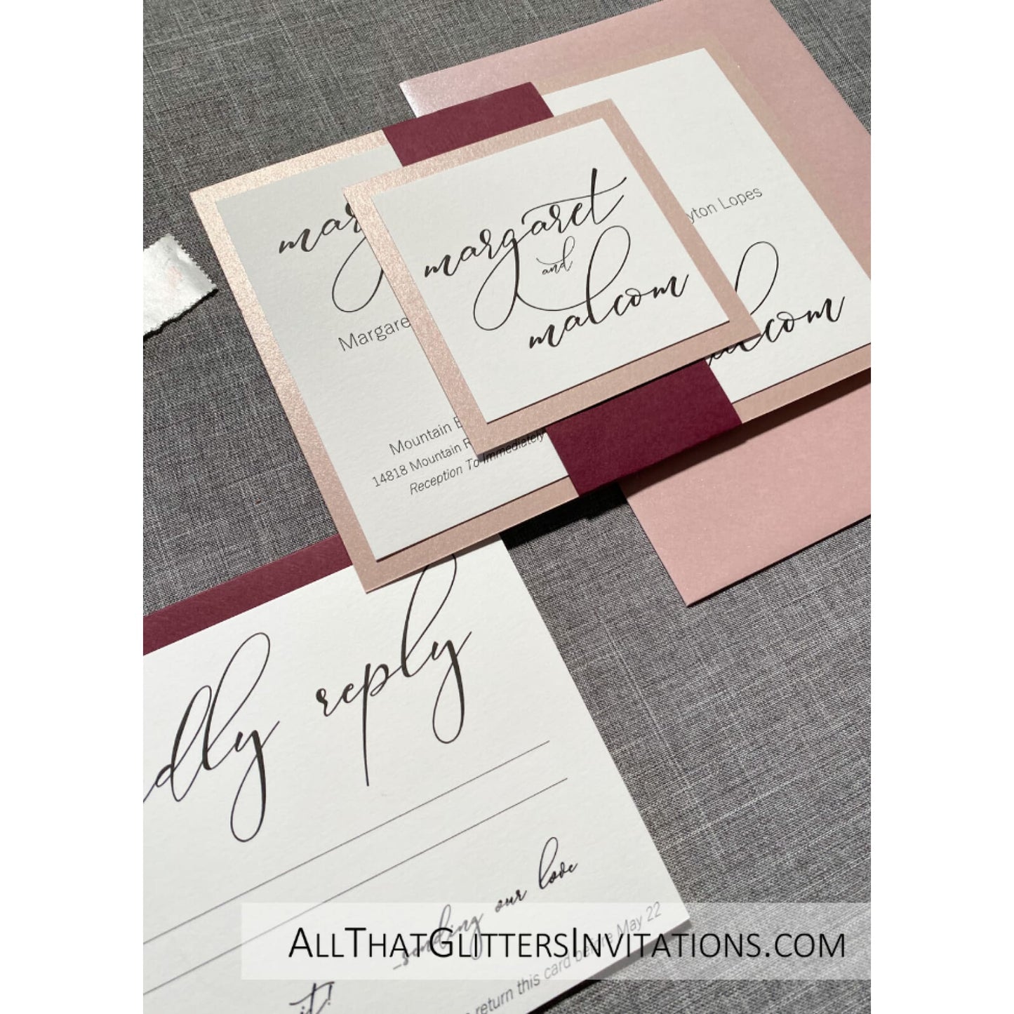 Simple Layer Wedding Invitation - All That Glitters Invitations