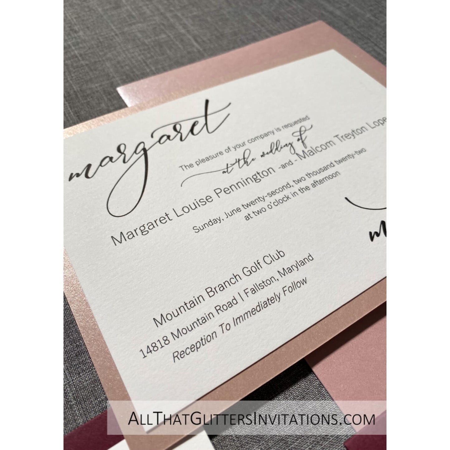 Simple Layer Wedding Invitation - All That Glitters Invitations