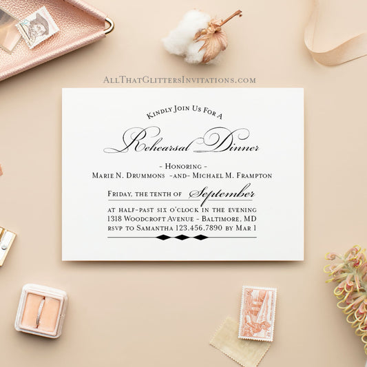 Simple + Modern Rehearsal Dinner Invitation - All That Glitters Invitations