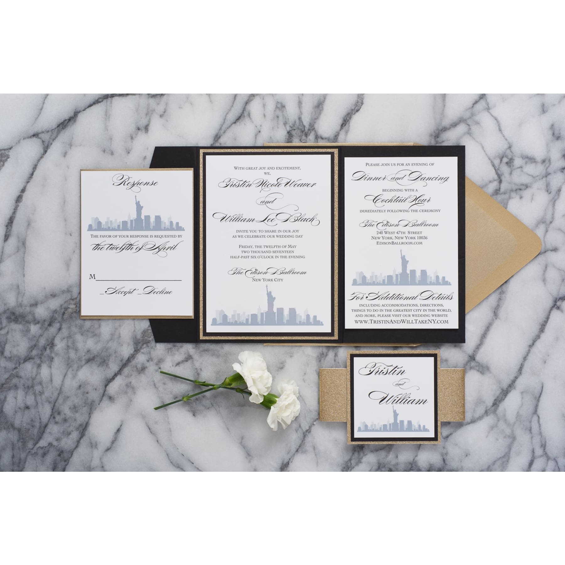 Skyline Wedding Invitation, Tristin - All That Glitters Invitations