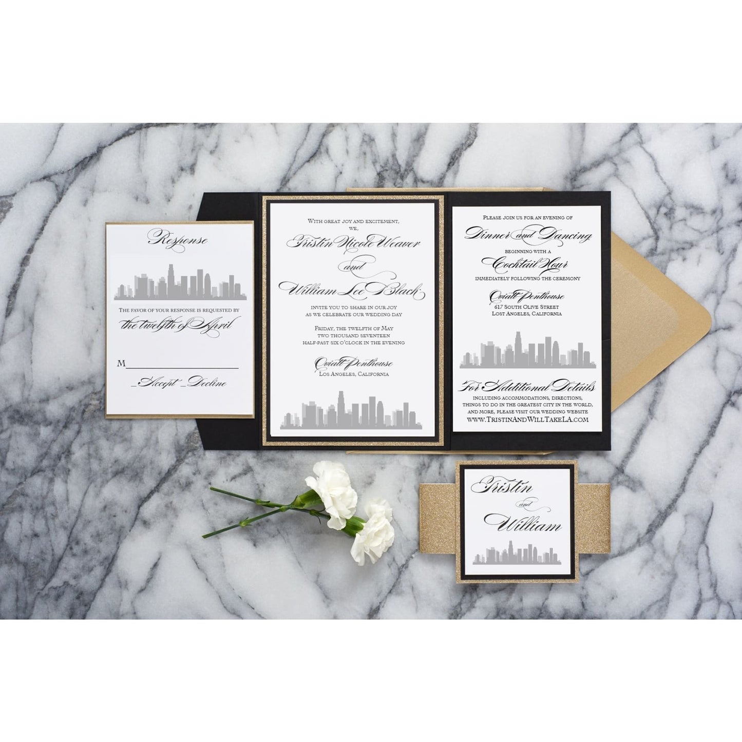 Skyline Wedding Invitation, Tristin - All That Glitters Invitations