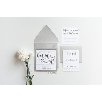 Square Glitter Wedding Invitation, Cassidy - All That Glitters Invitations