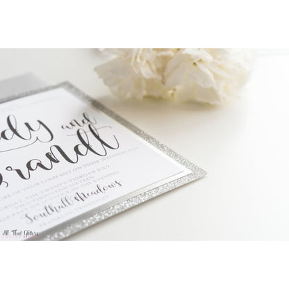 Square Glitter Wedding Invitation, Cassidy - All That Glitters Invitations