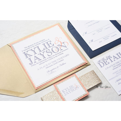 Square Modern Wedding Invitation, Kylie - All That Glitters Invitations