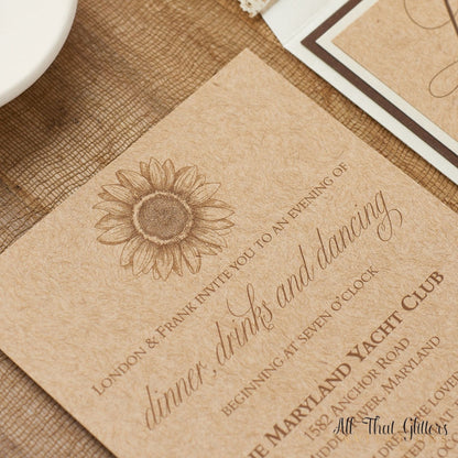Sunflower Wedding Invitation, London - All That Glitters Invitations