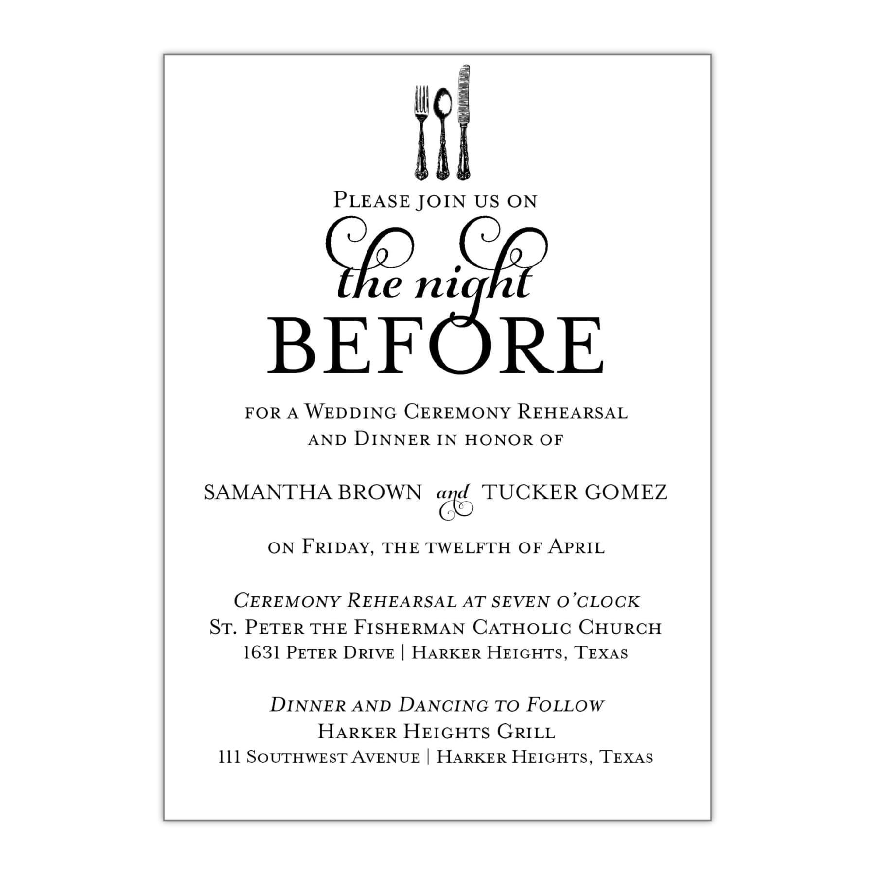 The Night Before Rehearsal Dinner Invitation - All That Glitters Invitations
