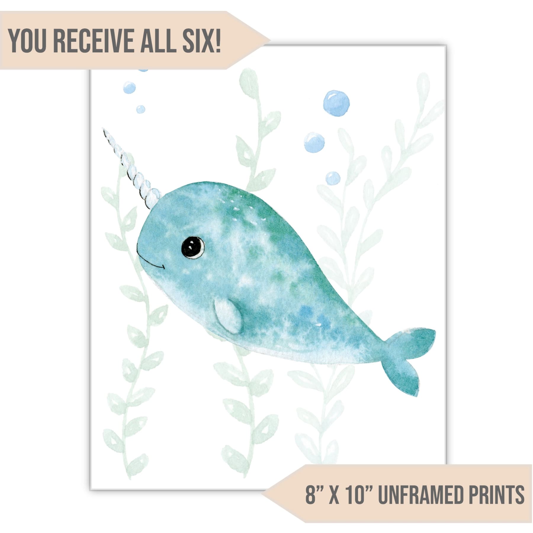 Under The Sea Animal Nursery Art Print, 8" x 10" - All That Glitters Invitations