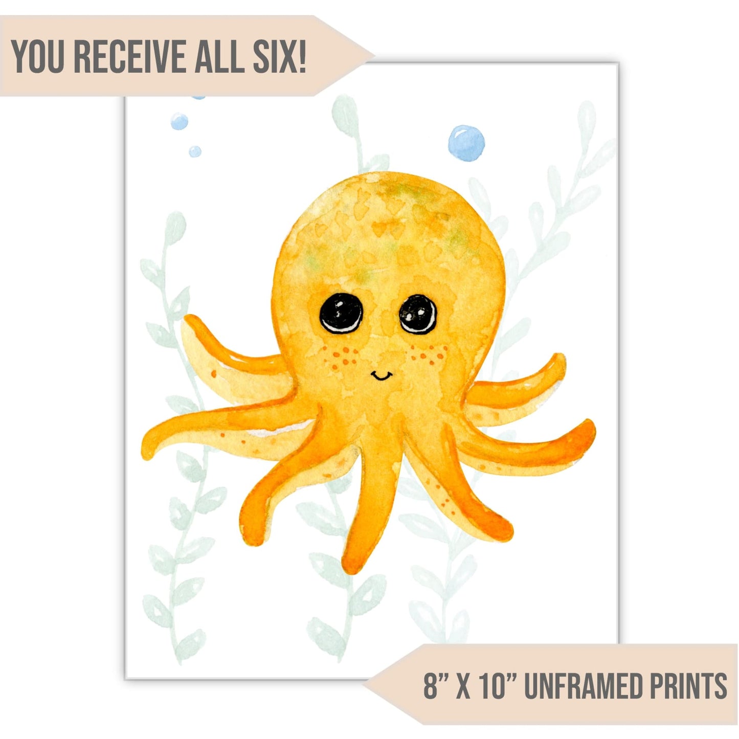 Under The Sea Animal Nursery Art Print, 8" x 10" - All That Glitters Invitations