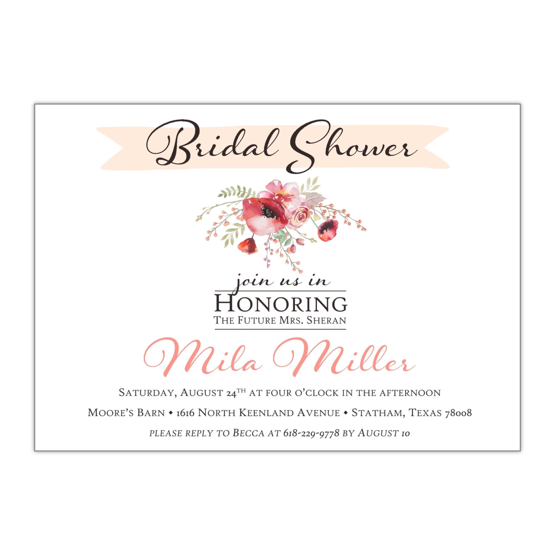 Watercolor Bouquet Bridal Shower Invitation - All That Glitters Invitations