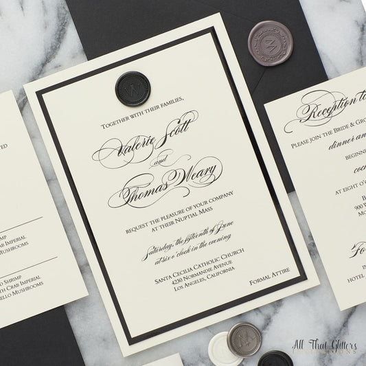 Wax Seal Wedding Invitation, Valerie - All That Glitters Invitations