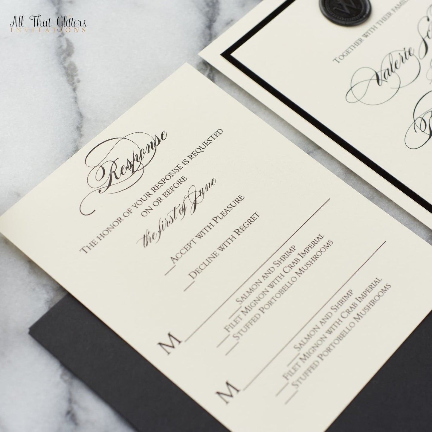 Wax Seal Wedding Invitation, Valerie - All That Glitters Invitations