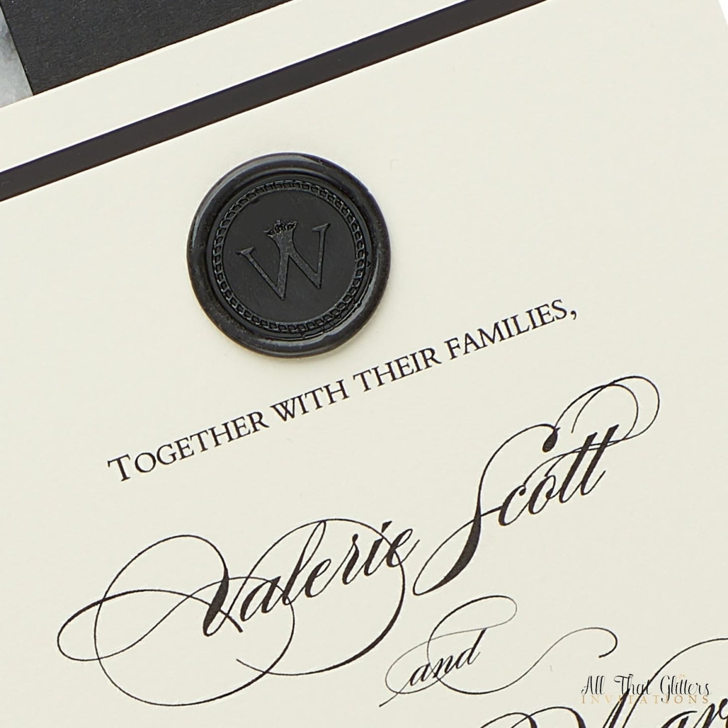 Wax Seal Wedding Invitation, Valerie - All That Glitters Invitations