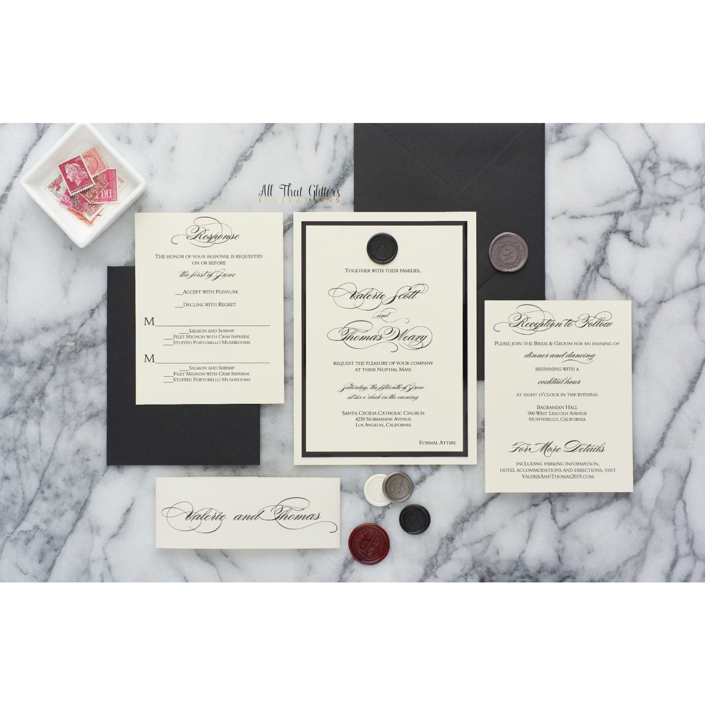 Wax Seal Wedding Invitation, Valerie - All That Glitters Invitations