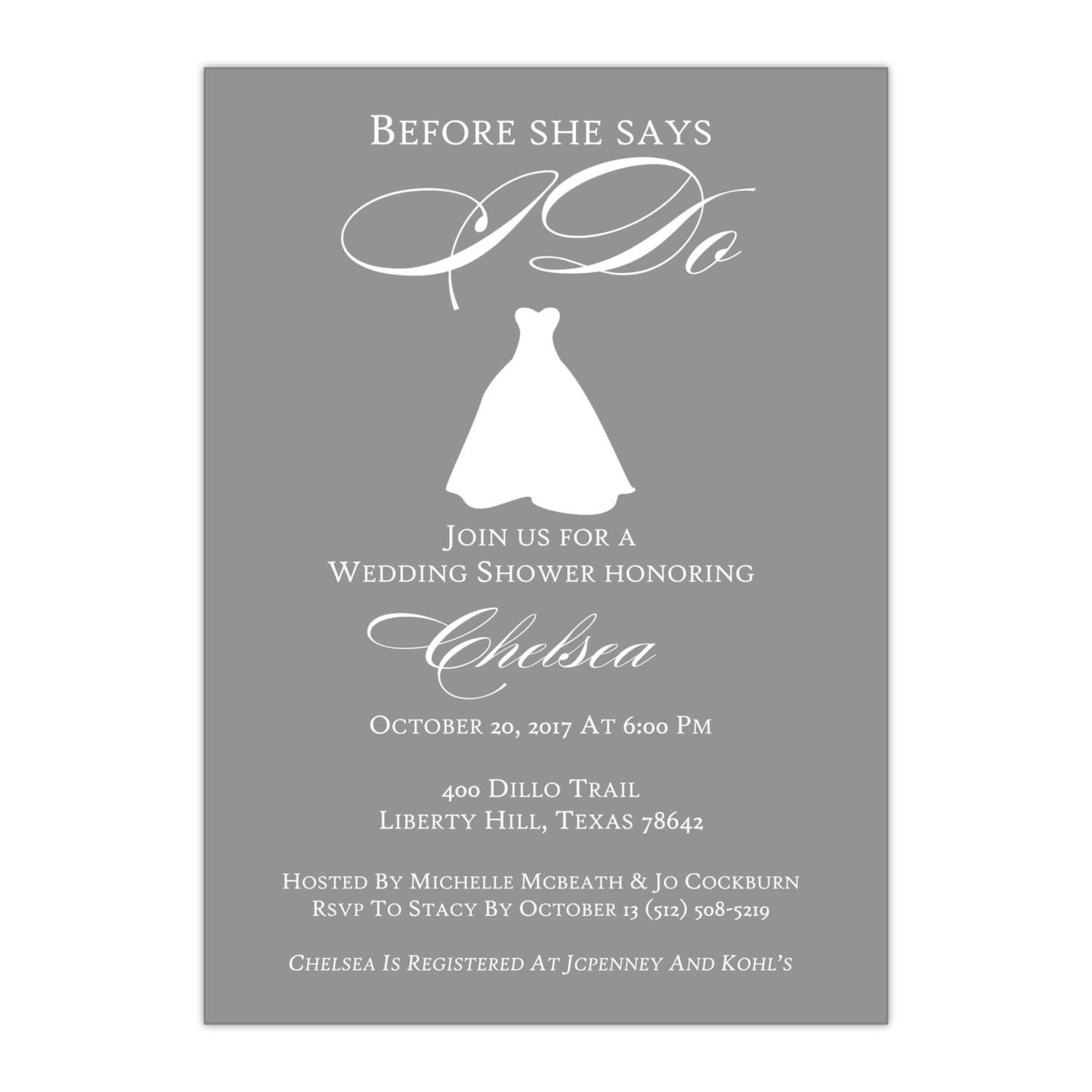 Wedding Dress Bridal Shower Invitation - All That Glitters Invitations