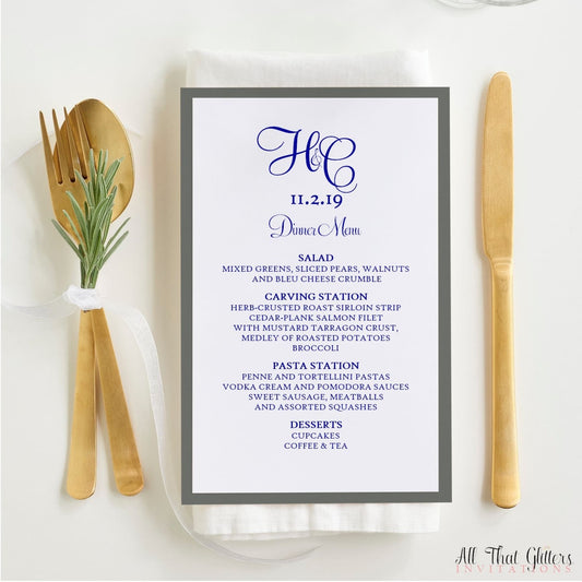 Wedding Reception Dinner Menu, Hayley - All That Glitters Invitations